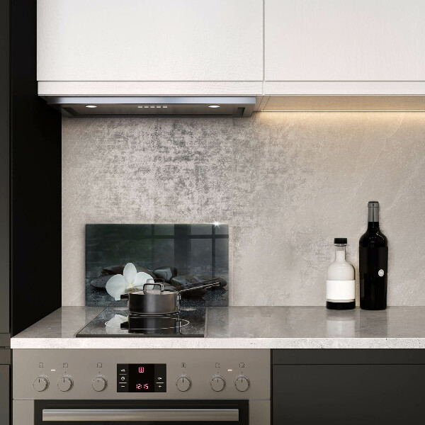 Tabla de cortar de vidrio Piedras zen de flor blanca