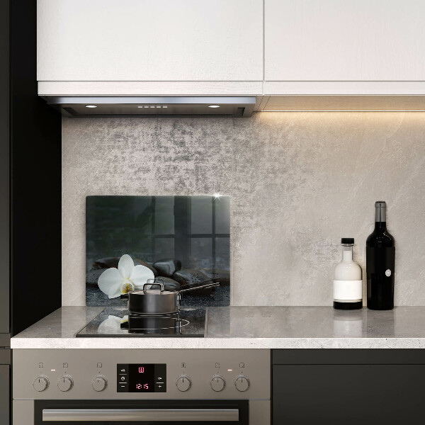 Tabla de cortar de vidrio Piedras zen de flor blanca