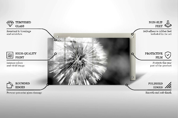 Tabla de cortar de vidrio Un delicado diente de león