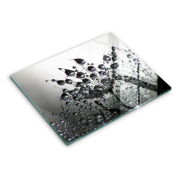 Tabla de cortar de vidrio Dientes de león y rocío