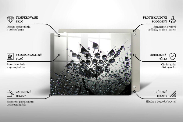 Tabla de cortar de vidrio Dientes de león y rocío