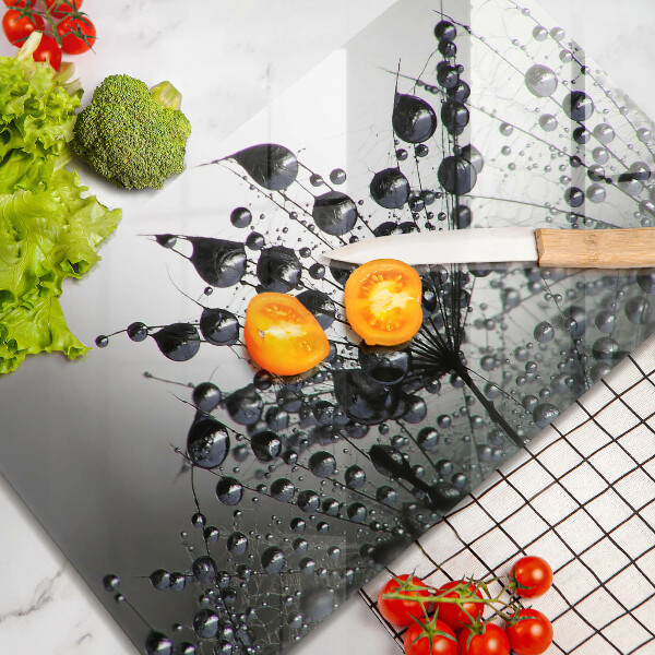 Tabla de cortar de vidrio Dientes de león y rocío