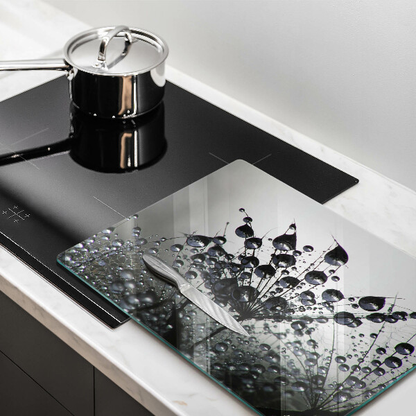 Tabla de cortar de vidrio Dientes de león y rocío