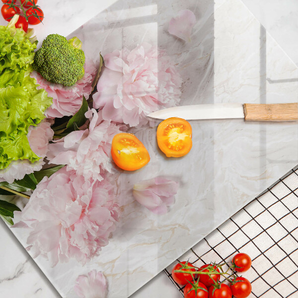 Tabla de cortar de vidrio Flores rosas delicadas