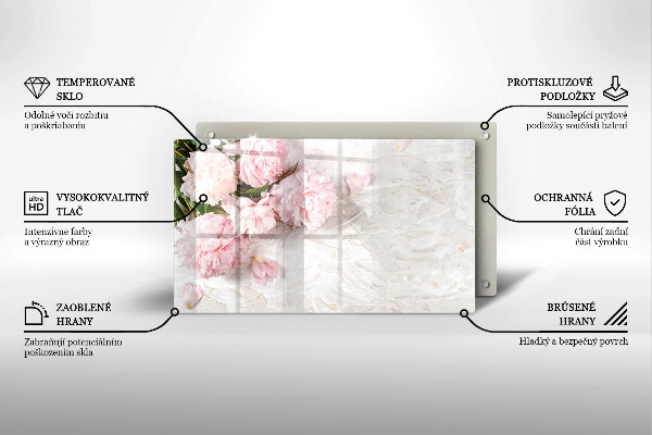 Tabla de cortar de vidrio Flores rosas delicadas