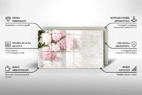 Tabla de cortar de vidrio Flores rosas delicadas