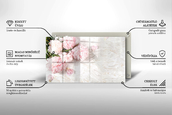 Tabla de cortar de vidrio Flores rosas delicadas