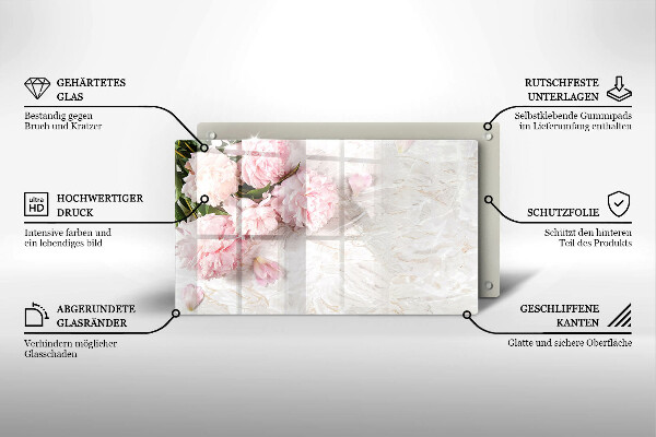 Tabla de cortar de vidrio Flores rosas delicadas