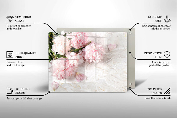 Tabla de cortar de vidrio Flores rosas delicadas