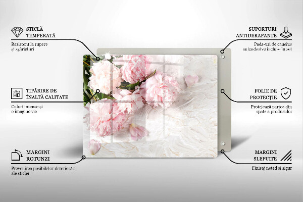 Tabla de cortar de vidrio Flores rosas delicadas