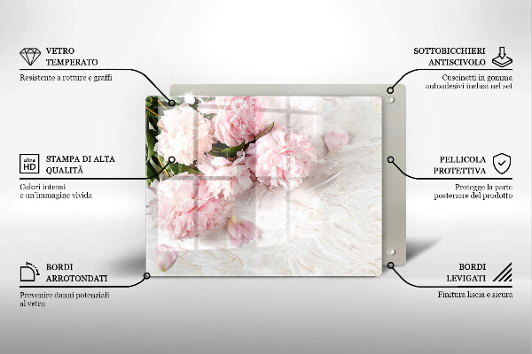 Tabla de cortar de vidrio Flores rosas delicadas