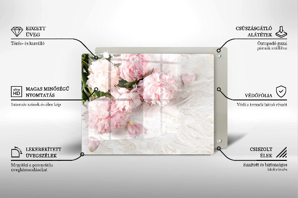 Tabla de cortar de vidrio Flores rosas delicadas