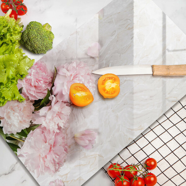 Tabla de cortar de vidrio Flores rosas delicadas