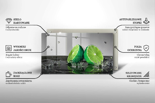 Tabla de cortar de vidrio Limas jugosas y agua