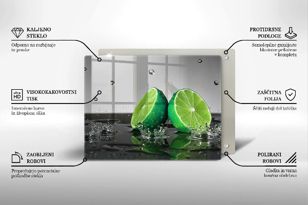 Tabla de cortar de vidrio Limas jugosas y agua