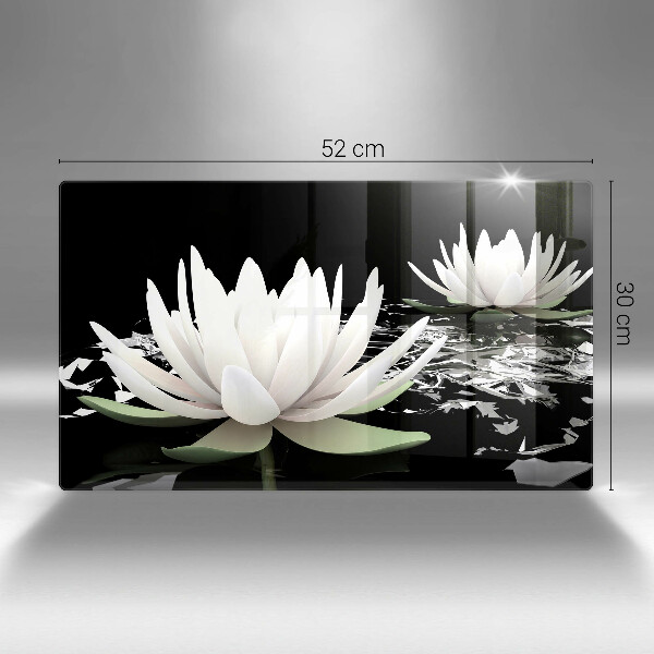 Tabla de cortar de vidrio Lirios blancos en el agua