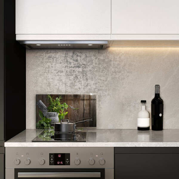 Tabla de cortar de vidrio Plantas hierbas y madera