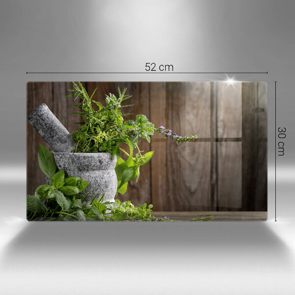 Tabla de cortar de vidrio Plantas hierbas y madera