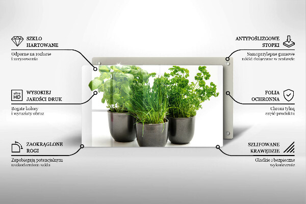 Tabla de cortar de vidrio Macetas con hierbas