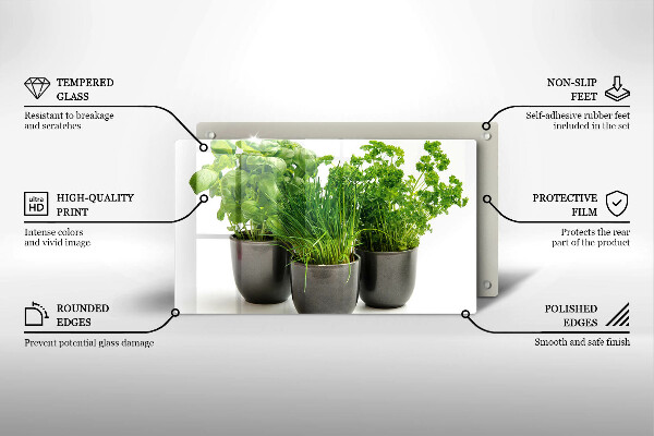 Tabla de cortar de vidrio Macetas con hierbas