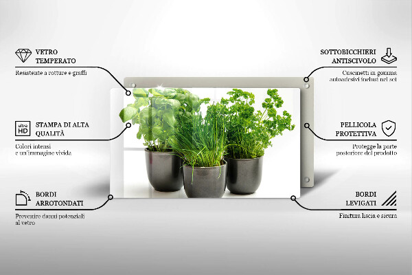 Tabla de cortar de vidrio Macetas con hierbas
