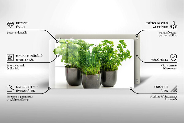 Tabla de cortar de vidrio Macetas con hierbas