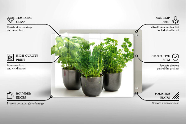 Tabla de cortar de vidrio Macetas con hierbas