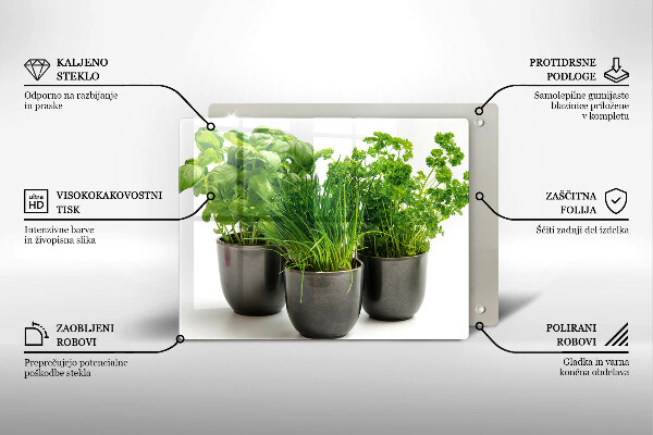 Tabla de cortar de vidrio Macetas con hierbas