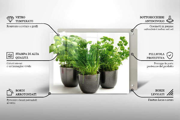 Tabla de cortar de vidrio Macetas con hierbas