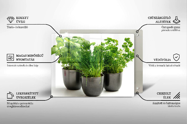 Tabla de cortar de vidrio Macetas con hierbas