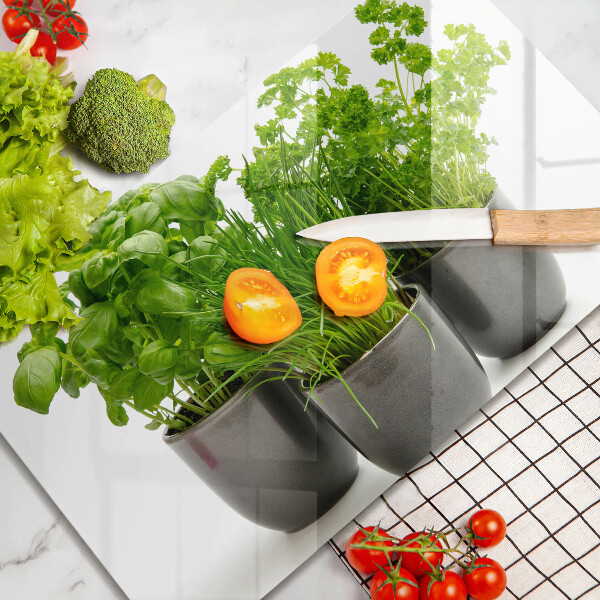 Tabla de cortar de vidrio Macetas con hierbas