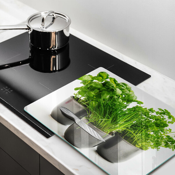 Tabla de cortar de vidrio Macetas con hierbas