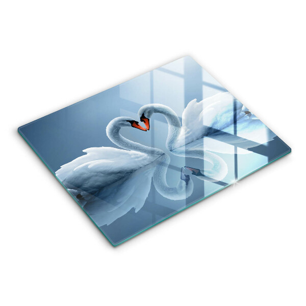 Tabla de cortar de vidrio Dos corazones de cisne