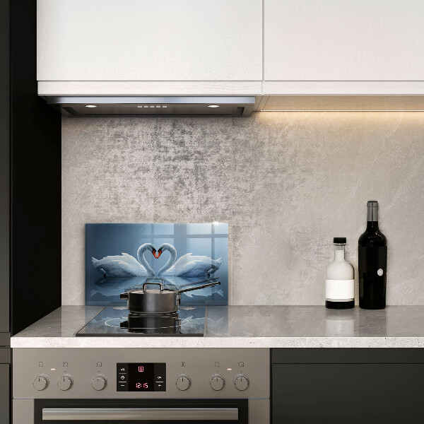 Tabla de cortar de vidrio Dos corazones de cisne