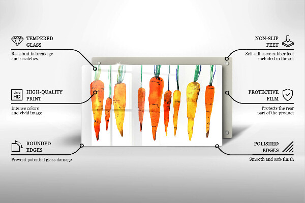 Tabla de cortar de vidrio Ilustración de zanahoria