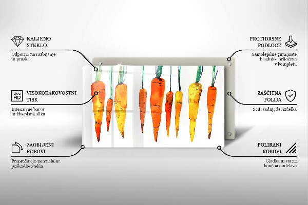 Tabla de cortar de vidrio Ilustración de zanahoria