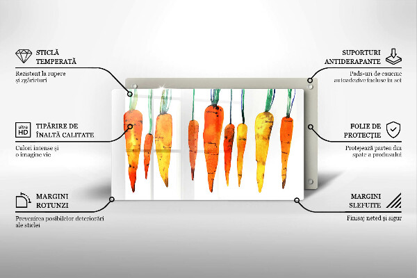 Tabla de cortar de vidrio Ilustración de zanahoria
