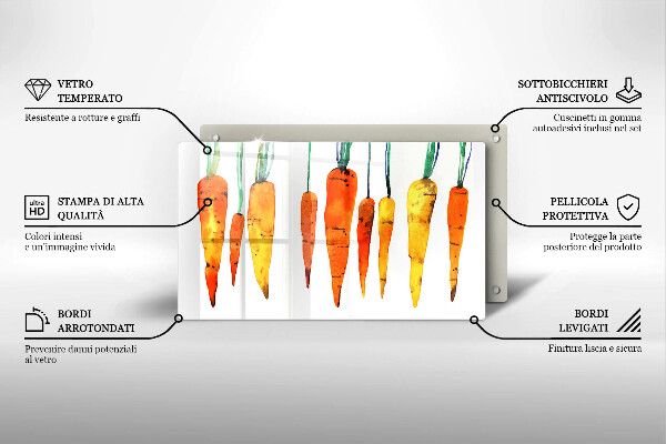 Tabla de cortar de vidrio Ilustración de zanahoria