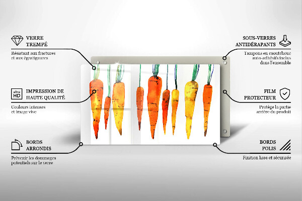 Tabla de cortar de vidrio Ilustración de zanahoria