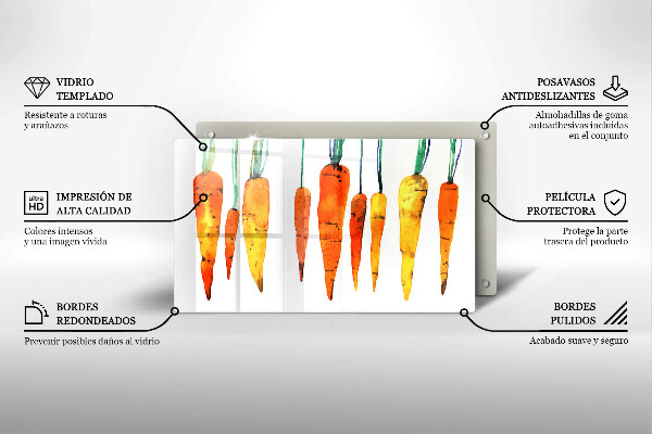 Tabla de cortar de vidrio Ilustración de zanahoria