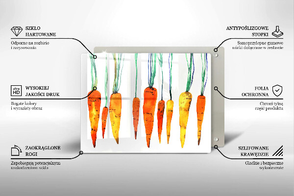 Tabla de cortar de vidrio Ilustración de zanahoria
