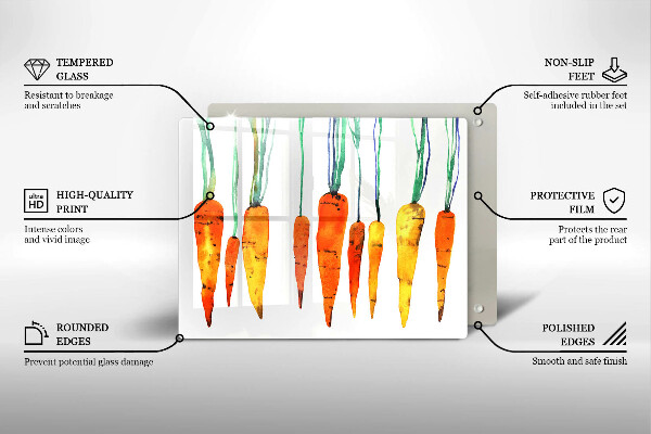 Tabla de cortar de vidrio Ilustración de zanahoria