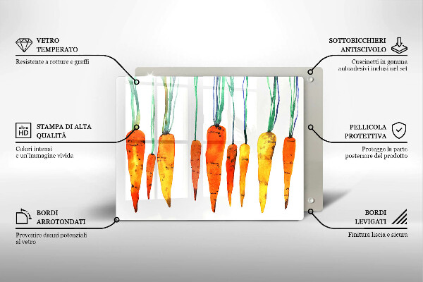 Tabla de cortar de vidrio Ilustración de zanahoria