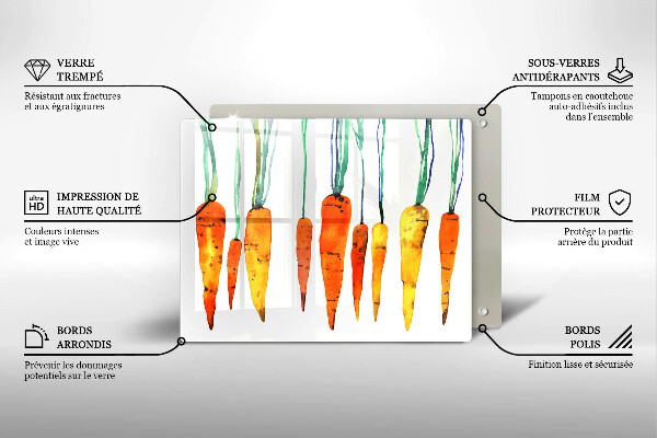 Tabla de cortar de vidrio Ilustración de zanahoria