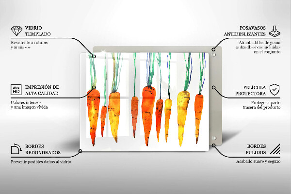 Tabla de cortar de vidrio Ilustración de zanahoria