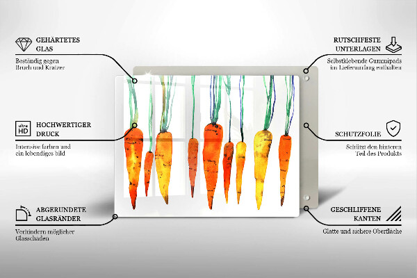 Tabla de cortar de vidrio Ilustración de zanahoria