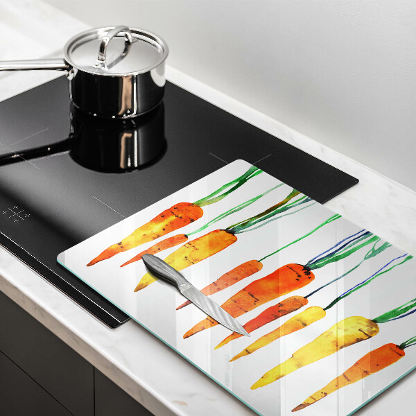 Tabla de cortar de vidrio Ilustración de zanahoria