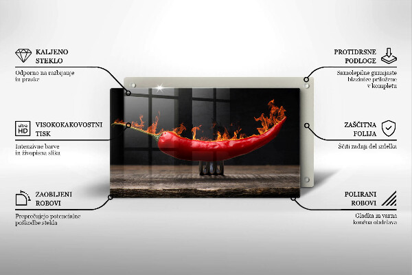 Tabla de cortar de vidrio Ají picante