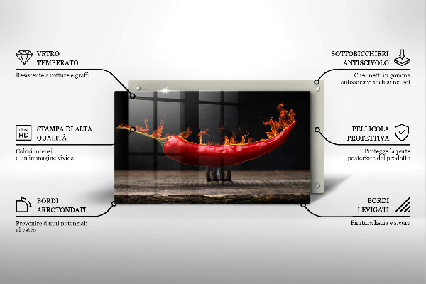 Tabla de cortar de vidrio Ají picante