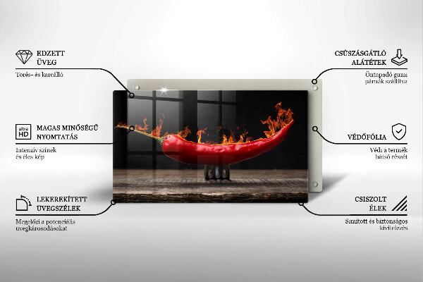 Tabla de cortar de vidrio Ají picante